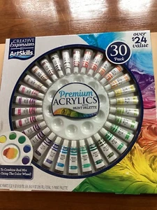 30 PACK ACRYLIC PAINTS  0.32 fl oz and paint palette - Picture 1 of 3