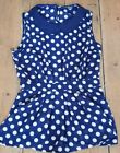 Navy Chiffon Style Spotty Top Size 12 with Peter pan collar.