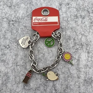 Coca-Cola Coke 5 Charm Silver Tone Bracelet Collectible Dangle Rare - Picture 1 of 3