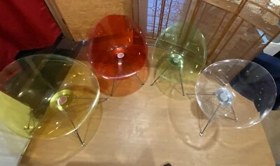 MCM Juego de 4 Sillas Acrílicas Kartell Eros Philippe Starck / Base Cromada Eifel Foto 1 de 4