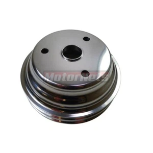 Polea de cigüeñal de aluminio pulido LWP 2 ranuras para 1969-85 SBC Chevy 283-350 - Imagen 1 de 2