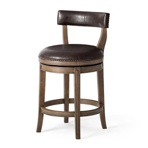 Maven Lane Counter Stool, Walnut Finish w/ Marksman Saddle Vegan Leather (Used) - Picture 1 of 6
