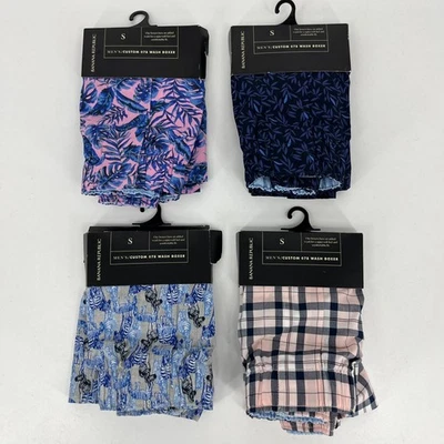 批量 4 件 Banana Republic 拳击手 男式 S 码 粉色 蓝色 100% 棉 全新 全新带标签 — 第 1/4 张图片