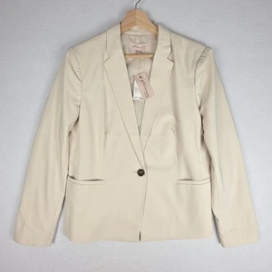 NWT Philosophy Womens Blazer 12 Ivory Cream Cotton/Poly/Spandex Lined Tailored - Picture 1 of 24
