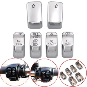 6pcs Chrome Hand Control Switch Housing Button Cap For Harley Breakout Sportster - Picture 1 of 16
