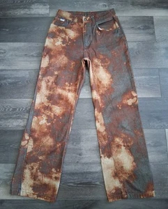 Ragged Priest Tie Dye Baggy Straight Leg Denim Jeans Brown Womans Size 26x29 - Picture 1 of 12