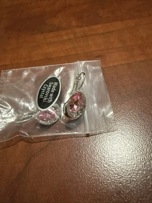 Brincos de cristal rosa gota aglomerada elementos Swarovski gota de aço inoxidável - Imagem 1 de 4