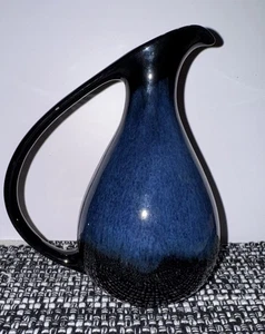 Vintage Blue Mountain Pottery Pitcher Ceramic Blue & Black 7"H No Chips - Picture 1 of 6