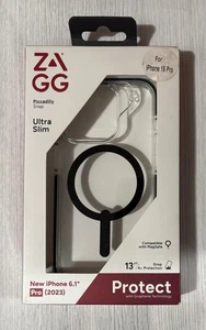 ZAGG Piccadilly Snap Ultra Slum MagSafe Case For iPhone 15 Pro - Clear/Black - Picture 1 of 1