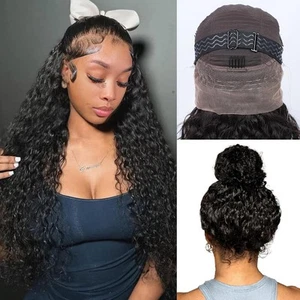 Hidden Strap 360 Full Lace Front Perücken Echthaar vorgezupft gebleichte Knoten 1... - Bild 1 von 9