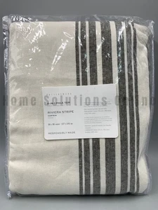 Pottery Barn Riviera gestreift Baumwolle gefüttert Vorhang Loden grün 50" x 96" #9806 - Bild 1 von 3