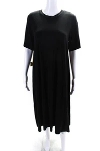 Shan Womens Stretch Round Neck Short Sleeve Maxi Shirt Dress Black Size 6 - Picture 1 of 6