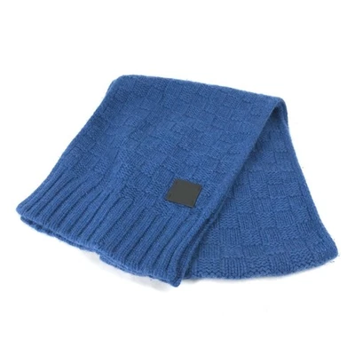 LOUIS VUITTON M75339 Echarpe Helsinki Leather Tag Scarf Cashmere Men's Blue - Image 1 of 4