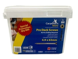Joblot x 5 tubs professional Carpenters Mate Deck Screws 63mm Pack of 800 - Picture 1 of 2