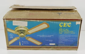 NEW Vintage CEC Regal 52" Ceiling Fan Antique Brass Finish w/ Wood Blades 1980s - Picture 1 of 8