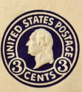 Vintage 40's one Mint 3 cent Jefferson Stamp unused envelope and one cancelled - Picture 1 of 4