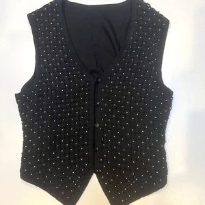 VTG KENAR Studio Women’s Size Medium Rayon Hand Beaded Vest Black - Picture 1 of 10