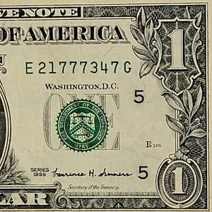 Alter Schein 1999 Serie One Dollar Schein E21777347G DC Four of a Kind 7s - Bild 1 von 8