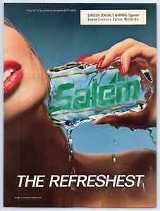 Salem Cigarettes "THE REFRESHEST " Sexy Woman Ice 1988 Print Ad 8"w x 11"