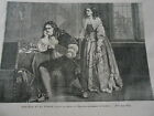 Gravure 1868 - Molire et sa Femme d'aprs un tbaleau