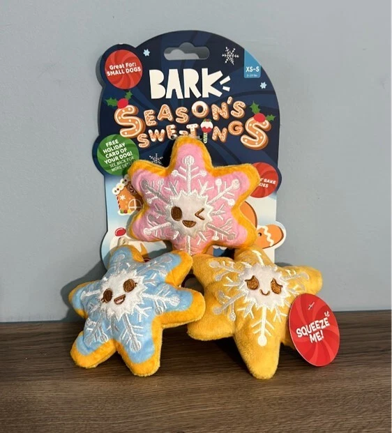 Caja de ladridos Navidad perro juguete copos de nieve Foto 1 de 1