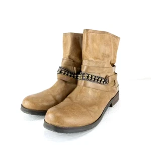 Coconuts Berrman Moto  boots Womens 9.5 Brown Chain-Link Beaded Accents  - Picture 1 of 10