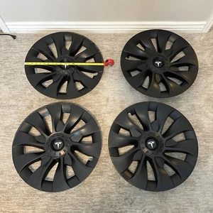 Tesla Hub Cap Wheel Cover Cap 20” Inch Rim Matte Black (set Of 4) - Picture 1 of 4