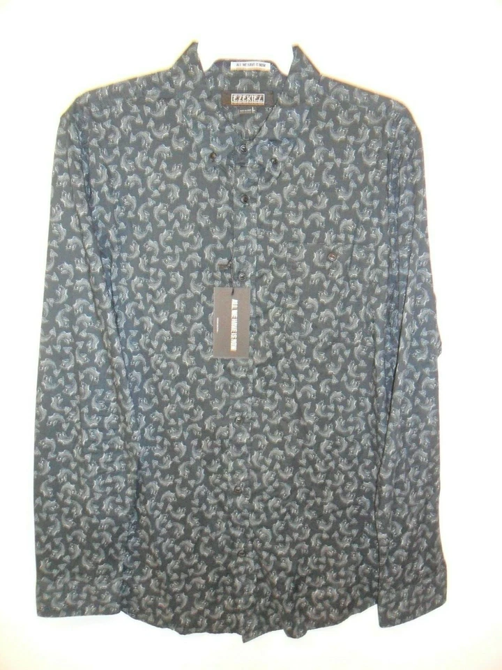 Camisa abotonada EZEKIEL L/S para hombre KOI - NEGRA - Grande - NUEVA CON ETIQUETAS ÚLTIMA Foto 1 de 1