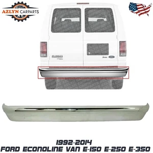New Rear Bumper Chrome Steel For 1992-2014 Ford Econoline Van E-150 E-250 E-350 - Picture 1 of 5