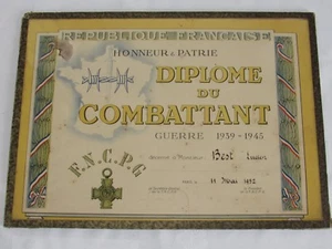 03E3 ANCIEN DIPLÔME DU COMBATTANT PRISONNIER DE GUERRE 1939 - 1945 F.N.C.P.G WW2 - Imagen 1 de 3