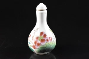 U627: Chinese Colored porcelain Lotus Dragonfly painting SNUFF BOTTLE, auto - Picture 1 of 8