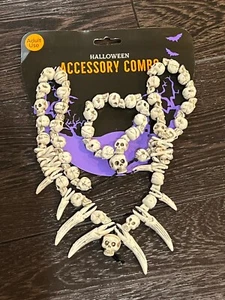 New Halloween costume Voodoo Witch Doctor Skull & Teeth necklace bracelet set - Picture 1 of 1