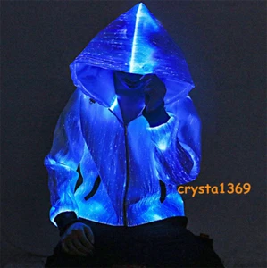 LED Colorful Hoodie Luminous Baseball Jacket Bar DJ Stage Dancer Show Costume  - Picture 1 of 21