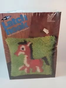 Vintage latch hook Rug- Picture-Pillow kit donkey sealed 1978 - Picture 1 of 6