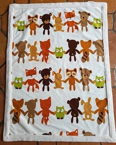 Lambs & Ivy BABY BLANKET Cream Color Fox Owl bunny bear Raccon plush prints  - Picture 1 of 9