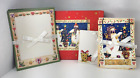 Folk Art Snowman Christmas Cards Stationery Set Organizer Box Decorated Envelope