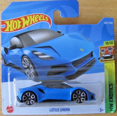 HOT WHEELS LOTUS EMIRA BLUE HW EXOTICS 10/10 MINT ON CARD 501 - Image 1 of 3
