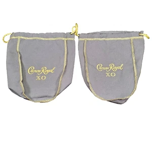 Crown Royal XO Quinta Talla 8" Bolsa Botella Gris con Cordón Dorado Paquete de 2 - Imagen 1 de 5