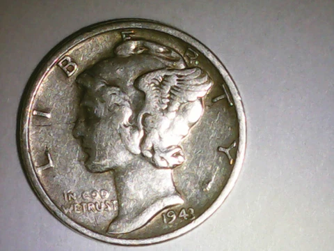 Vintage 1943 P Mercury Dimes, 90% Silver, Better Semi-KEY Date 10C Coin Cover