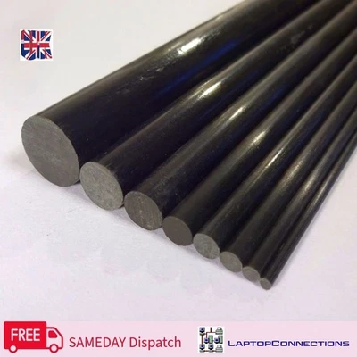 Carbon Fibre Rod Pultruded, 1-16mm Diameter, 200mm Length, UK Supplier - Image 1 of 3