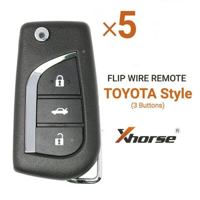 5x Xhorse XKTO00EN Wire Remote Key Fit for TOYOTA 3 Buttons For VVDI Key Tool - Image 1 of 4