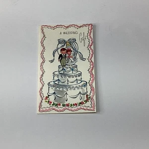 Vintage 1960s Wedding Gift Greeting Card Bride & Groom Cake Topper - Picture 1 of 4