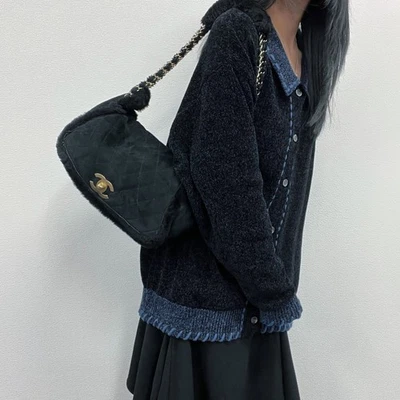 Bolso de Hombro Chanel Coco Matelasse Cadena Negro Piel de Oveja Gamuza No. 9 r0_1025 Foto 1 de 4