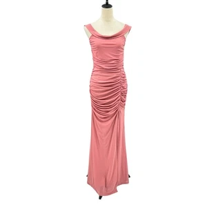 Lulus L Revel in the Romance Dusty Rose Pink Mesh Off The Shoulder Maxi Dress - Picture 1 of 13
