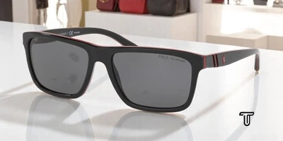 RALPH LAUREN POLO PH4153 566881 Black Red Polarized Grey 58 mm Men's Sunglasses - Image 1 of 4