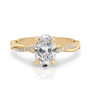 18K Yellow Gold Ring For Engagement Lab Grown Oval 1.4 Ct IGI Certified Diamond - Picture 1 of 10