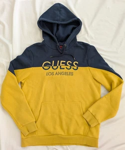 GUESS Los Angeles Navy Yellow Gold Hoodie Sweatshirt Men's Size Small - Picture 1 of 6