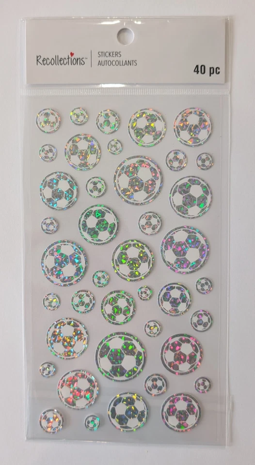 Pegatinas holográficas plateadas para álbumes de recortes planos de balones de fútbol por recuerdos Foto 1 de 1