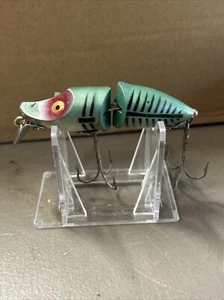 Esca da pesca vintage Heddon River Runt Spook affondatore snodata scheletro verde - Foto 1 di 10
