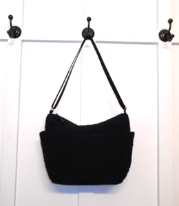 Vera Bradley Hobo Shoulder Crossbody Bag Quilted Purse Solid Black Side Pockets - Picture 1 of 14